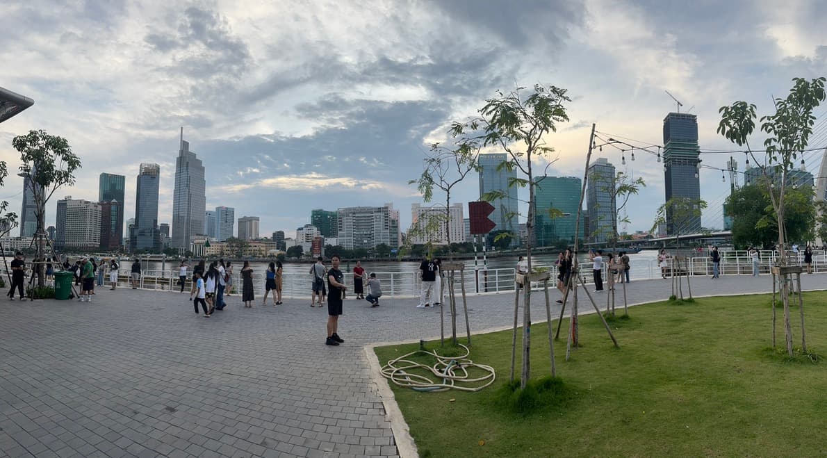 Beautiful cityscape of Vietnam at dusk